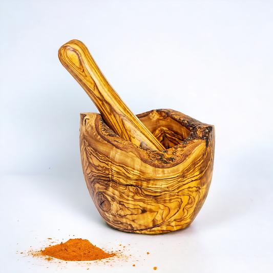 Wholesale Olive Wood Rustic Mortar and Pestle Set