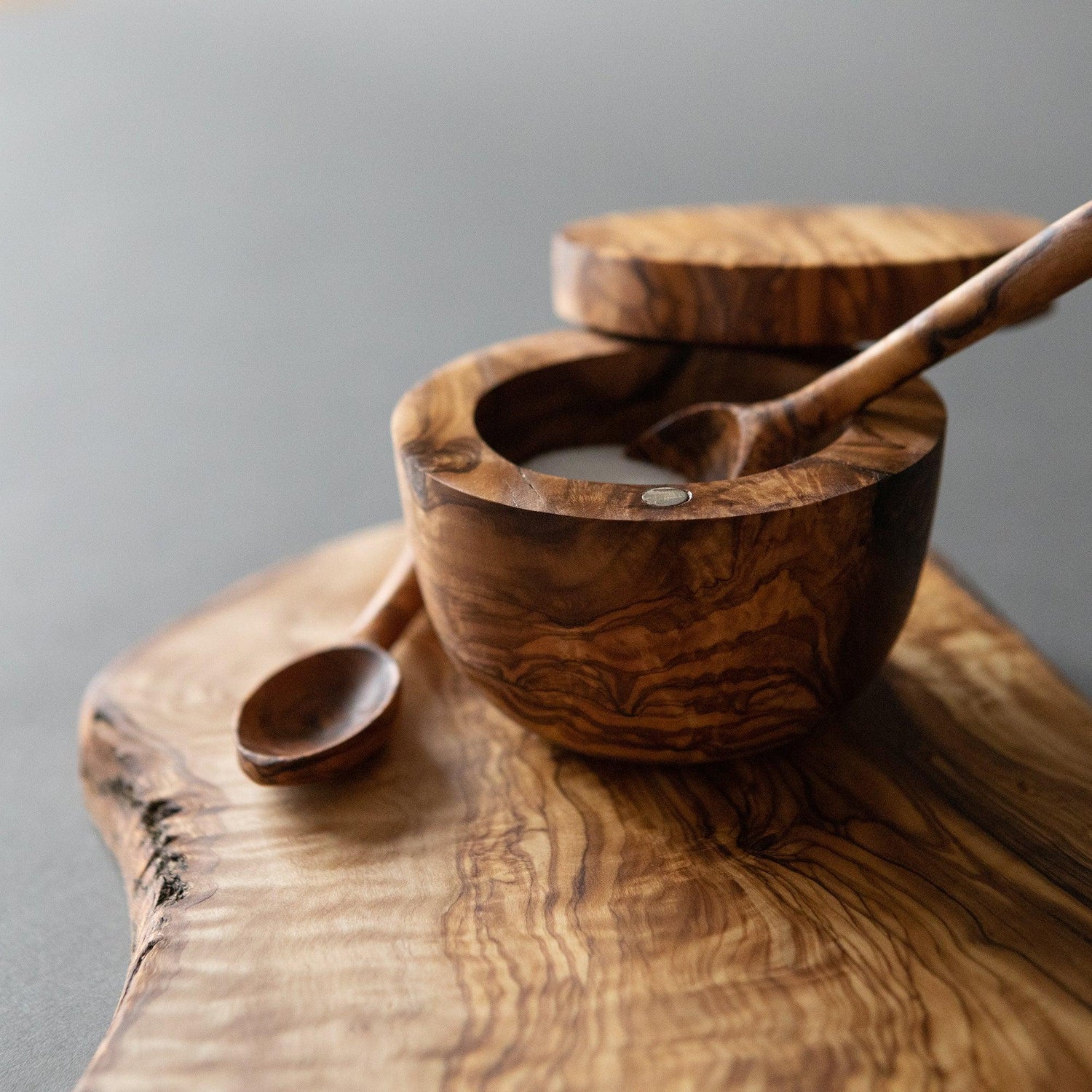 Olive Wood Salt Keeper / Cellar With Magnetic Lid - dyarihandcrafts