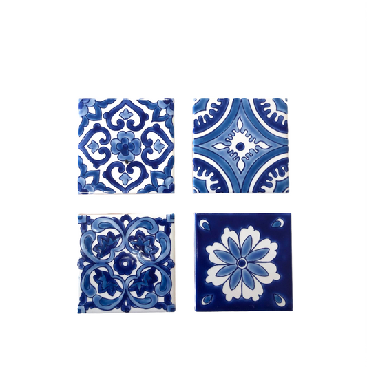Handpainted Ceramic Coasters - Mexican Blue